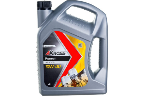 Купить Масло моторное полусинтетическое AKross PREMIUM 10W40 SG/CD 4 л *AKROSS AKS0007MOS фото №1