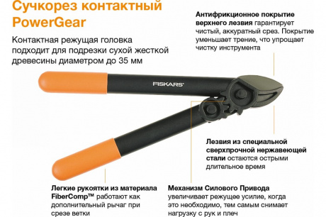 Купить Сучкорез Fiskars контактный с силовым приводом,малый L71   112180/1001556 фото №6