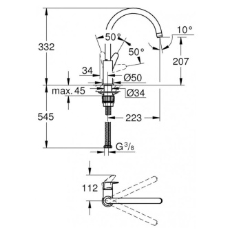 Купить Смеситель для кухни Grohe BauCurve  высокий  хром  31536001 фото №2