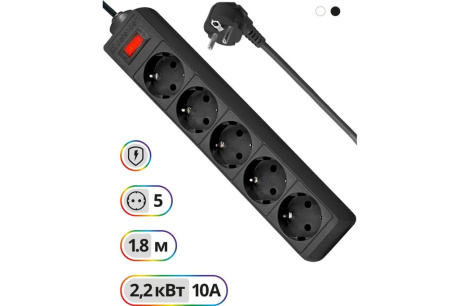 Купить Сетевой фильтр DEFENDER ES 1 8м 5 розеток черный фото №6
