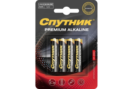 Купить Элемент питания PREMIUM ALKALINE LR03/4S/24 Спутник фото №1